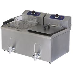 Friteuza electrica, robinet de golire, de banc, capacitate ulei 8+8 litri