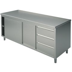 Masa tip dulap, usi glisante, sertare dreapta, fara rebord, 1500x600 mm