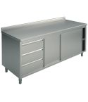 Masa tip dulap, usi glisante, sertare stanga, cu rebord,  1800x700 mm