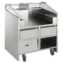 Statie mobila live-cooking Libero Point Electrolux Professional cu 2 sertare refrigerate. Adecvat pentru 2 aparate din gama Libero
