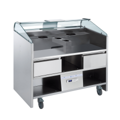 Statie mobila live-cooking Libero Point Electrolux Professional cu 2 sertare refrigerate. Adecvat pentru 3 aparate din gama Libero HP