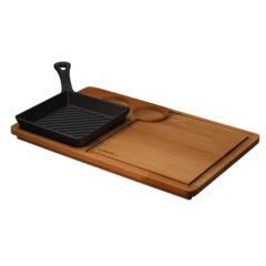 Set tigaie grill   16 x 16 cm si suport servire  - LAVA