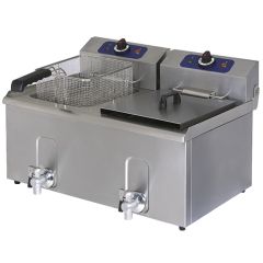 Friteuza electrica, robinet de golire, de banc, capacitate ulei 10+10 litri
