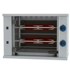 Grill pe gaz pentru pui, 2 tepuse pentru 6 pui