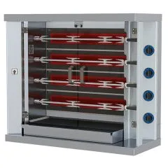 Grill pe gaz pentru pui, 4 tepuse pentru 20 pui