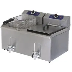Friteuza electrica, robinet de golire, de banc, capacitate ulei 8+8 litri