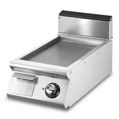 Grill electric cu placa striata cromata, de banc, 335x610 mm
