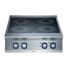 Masina de gatit cu inductie; 4 zone de lucru Ø 280 mm; Putere zone: 4x 5 kW; Panouri laterale din otel inoxidabil cu finisaje Scotch Brite