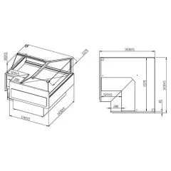 Vitrina rece pentru carne, modul pe colt deschisa