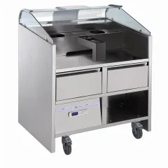 Statie mobila live-cooking Libero Point Electrolux Professional cu 2 sertare refrigerate. Adecvat pentru 2 aparate din gama Libero HP