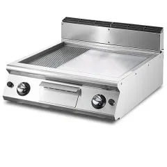 Grill pe gaz cu placa 2/3 neteda si 1/3 striata, de banc, 695x610 mm