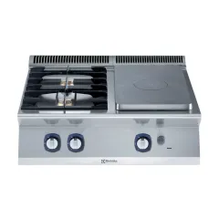 Plita solida Electrolux Professional cu alimentare pe gaz cu jumatate de modul (3,8 kW), cu 2 arzatoare (5,5 kW fiecare)