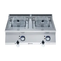 Friteuza electrica Electrolux Professional, 7+7 litri, de banc, cu 2 cuve in forma de „V” (elementi de incalzire externi) si 2 cosuri
