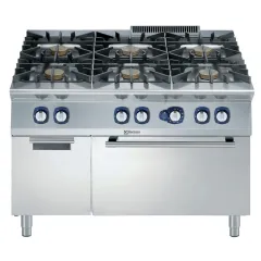 Masina de gatit cu 6 arzatoare (10 kW fiecare) Electrolux Professional, alimentare gaz, si cuptor alimentare pe gaz (8,5 kW) cu dulap