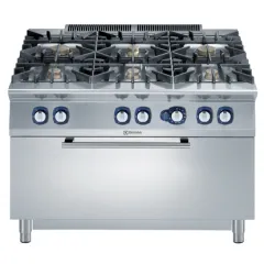 Masina de gatit cu 6 arzatoare (2x10 kW, 4x6 kW) Electrolux Professional, alimentare gaz, si cuptor mare cu alimentare pe gaz (12 kW)