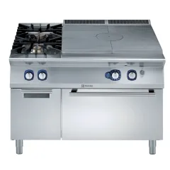 Plita solida cu alimentare pe gaz (10,5 kW) Electrolux Professional, cu 2 arzatoare (1x10 kW, 1x6 kW) pe cuptor (8,5 kW) si dulap