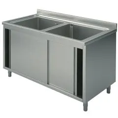 Spalator 2 cuve, suport tip dulap, usi glisante, 1200x700 mm