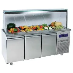 Saladeta cu 3 usi GN1/1, 5xGN1/1, structura de sticla
