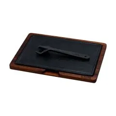 Platou servire fonta cu suport din lemn 20 x 30 cm - LAVA