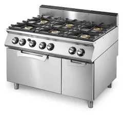 Masina de gatit, 6 arzatoare, cuptor static pe gaz, dulap inchis