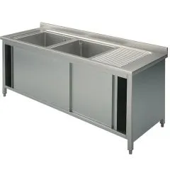 Spalator cu 2 cuve, picurator dreapta, suport tip dulap, usi glisante