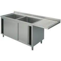 Spalator 2 cuve, picurator suspendat dreapta, suport dulap, 1800x600 mm