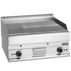 Grill electric cu placa 2/3 neteda si 1/3 cu caneluri, de banc, 695x520 mm