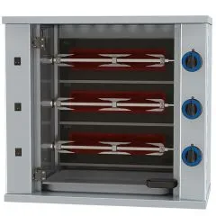 Gill pe gaz pentru pui, iluminat, 3 tepuse pentru 9 pui