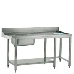 Masa intrare cu rebord, cuva stanga, montare drepta, orificiu debarasare, 1500 mm