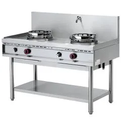 Masina de gatit pentru wok, raft, 2 arzatoare, 1 robinet apa