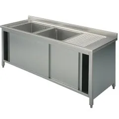 Spalator 2 cuve, picurator dreapta, dulap cu usi glisante, 1800x600 mm