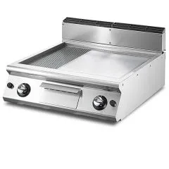 Grill pe gaz cu placa cromata 2/3 neteda si 1/3 striata, de banc, 695x610 mm