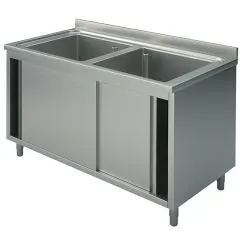 Spalator 2 cuve, suport tip dulap, usi glisante, 1600x700 mm