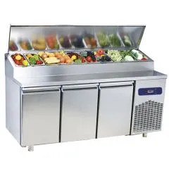 Masa rece cu 3 usi, saladeta 10xGN1/3