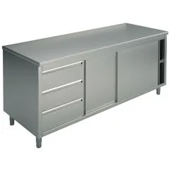 Masa tip dulap, usi glisante, sertare stanga, fara rebord, 1500x600 mm
