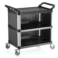 Carucior servire plastic cu 3 niveluri, inchis