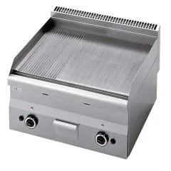 Grill pe gaz cu placa 2/3 neteda si 1/3 cu caneluri, de banc, 59,5x47 cm