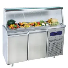 Saladeta cu 2 usi GN1/1, 4xGN1/1, structura de sticla
