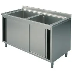 Spalator 2 cuve, suport tip dulap, usi glisante, 1200x600 mm