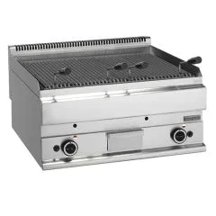 Grill pe gaz cu roca vulcanica, de banc