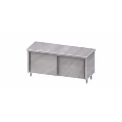 MASA DE LUCRU TIP DULAP DIN INOX CU 2 USI GLISANTE