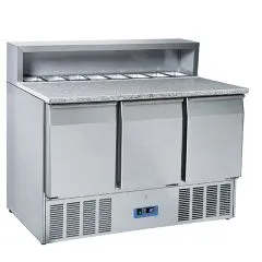 Banc pentru pizza cu 3 usi si 8 cuve GN1/6