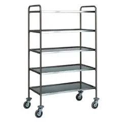 Carucior servire otel inoxidabil cu 5 niveluri, capacitate 100 kg