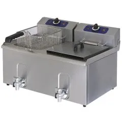Friteuza electrica, robinet de golire, de banc, capacitate ulei 10+10 litri