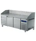 Masa rece pentru pizza, 2 usi, 5 sertare, blat granit