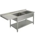 Spalator 2 cuve cu picurator suspendat stanga, 1600x700 mm
