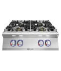Masina de gatit cu 4 arzatoare EcoFlame Ø 100 mm, alimentare gaz; Putere arzatoare: 4x 10 kW; Panouri laterale din otel inoxidabil cu finisaje Scotch Brite