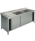 Spalator 2 cuve, picurator stanga, dulap cu usi glisante, 1800x600 mm