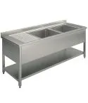 Spalator 2 cuve, picurator stanga, cu polita, 1400x700 mm