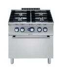 Masina de gatit Electrolux Professional cu 4 arzatoare (5,5 kW fiecare), alimentare pe gaz, si cuptor alimentare pe gaz (6 kW)